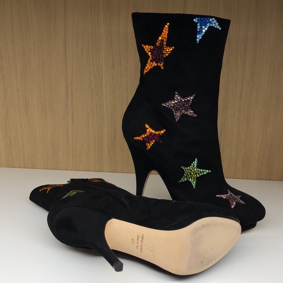 🍒3xHP🍒Giuseppe Zanotti Suede Crystal stars Boots AUTHENTIC - Picture 8 of 10